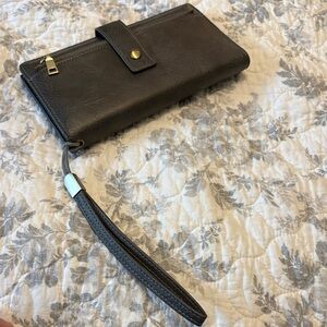 Grey PLeather Phone Wallet Case